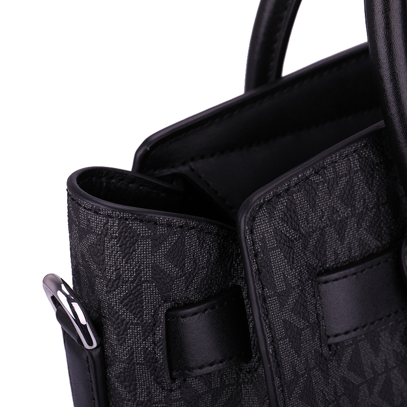 michael kors 迈克·科尔斯 mk女包 hamil ton系列黑色pvc拼银色手提