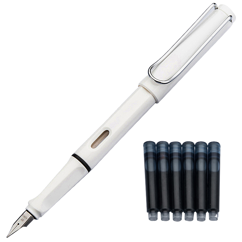 HERO Fountain Pen 359, Ergonomic Design, White, EF Nib, Thin And Thick Plate Craftsmanship, Student Calligraphy Fountain Pen (With 6 Random Ink Cartridges), Iridium Gold Fountain Pen, Signature Pe