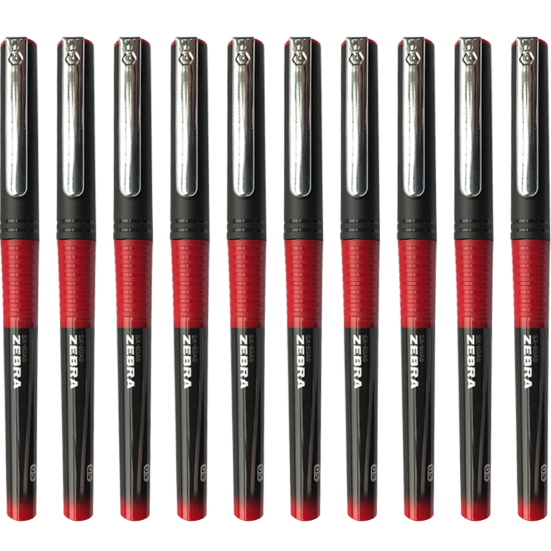 ZEBRA Silver Snake Direct Liquid Signing Pen, 0.5mm Cap-Off Gel Pen, Student Correction Pen, Office Use Red Pen, C-JB1, Red, Pack of 10