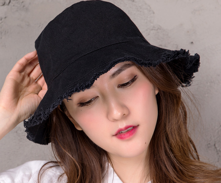 帽子春夏女款韩版个性渔夫帽可折叠海边沙滩大檐太阳布帽 mz134-京东