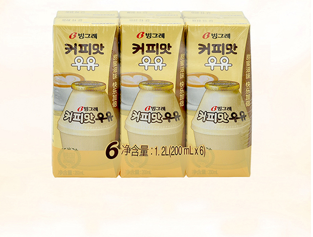 韩国进口 宾格瑞（BINGGRAE）咖啡味牛奶饮料200ml*6-京东