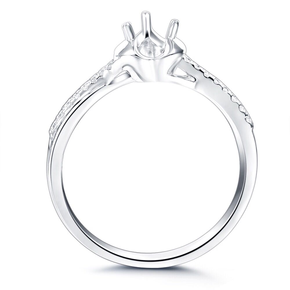 白18k金心形群镶戒托定制定金18k金裸钻戒托定制空托单拍不发货1