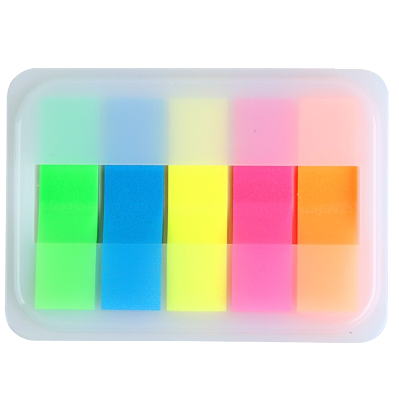 COMIX [Lowest Price Online] Fluorescent Film Index Labels Indicator Stickers/Fluorescent Stickers/Note Paper/Notepads (44x12mm) 20 Sheets * 5 Colors Back-To Stationery Group Buy D6017