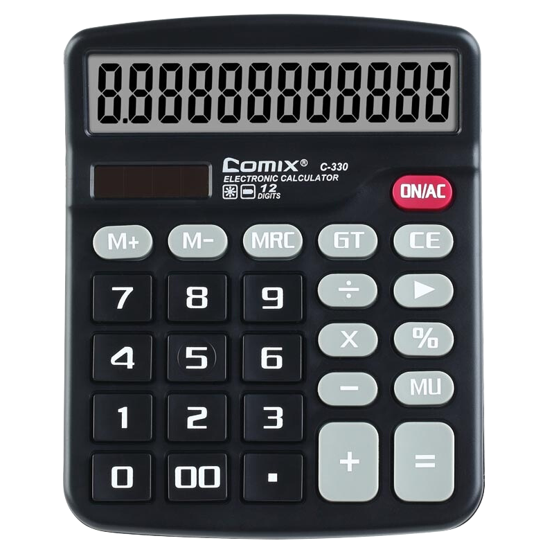 COMIX Dual Power Desktop Office Calculator, 12-Digit Large Screen Desktop Computer 837, Student Office Stationery Supplies, C-330