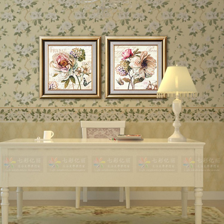 
                                        七彩亿丽  欧式客厅装饰画 卧室床头壁画餐厅挂画油画有框画二联画 酒店会所挂画花卉S147 单幅价格(备注图案请联系客服) 50*50                