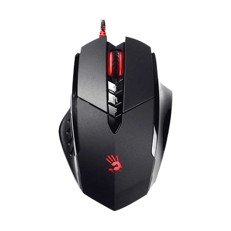 A4TECH V7M Large Right-Hand Wired Mouse Gaming Mouse E-Sports Mouse Triangular Mouse for Gaming And E-Sports, Blood Hand Phantom Black Wired