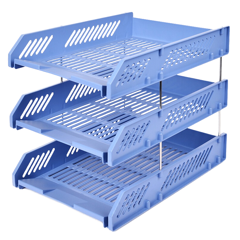 COMIX Three-Layer Hollow Storage File Holder Detachable Assembly File Tray/File Frame/File Rack Durable Office Supplies Blue EB709/B2060