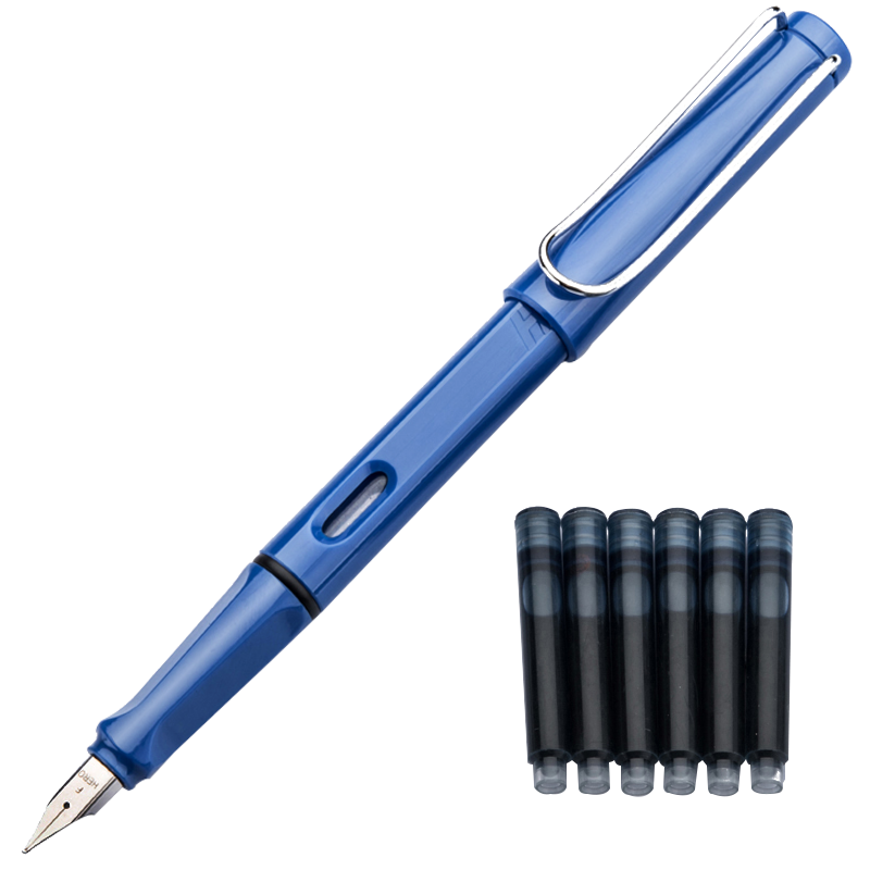 HERO Fountain Pen 359, Ergonomic Design, Sky Blue, F Nib Thin-Thick Plate Craftsmanship, Student Calligraphy Fountain Pen (With 6 Additional Ink Cartridges, Random Colors), Iridium Gold Fountain Pen, Signature Pe