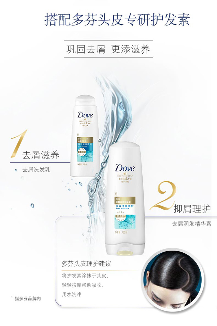 多芬(Dove)护发素 多效清爽 净护去屑润发精华素400ml-京东