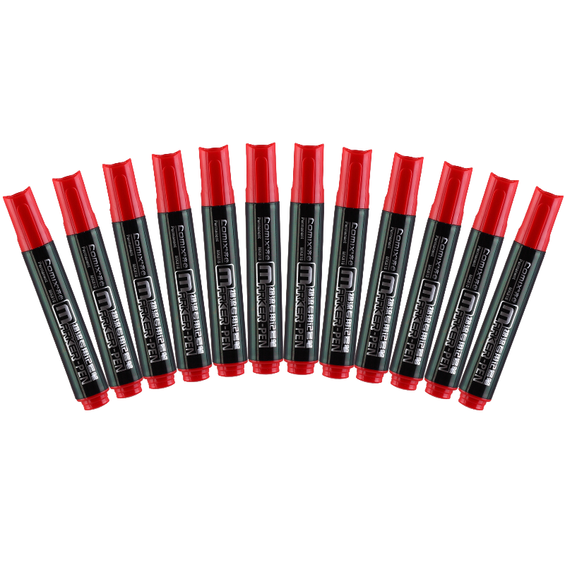 COMIX Red Thick-Tip Logistics Oil-Based Marker Pen, Large Tip, 12 Pcs/box, Office Stationery, MK818