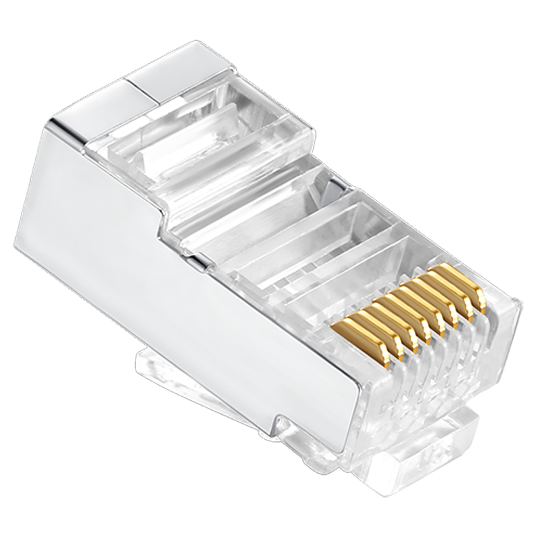Shengwei Cat6 Crystal Head, Gigabit Ethernet Cable Network Connector, 50 Pieces/box, Engineering Grade, Metal Shielded RJ45 Gold-Plated 8-Core Broadband Cable Connector RC-6050