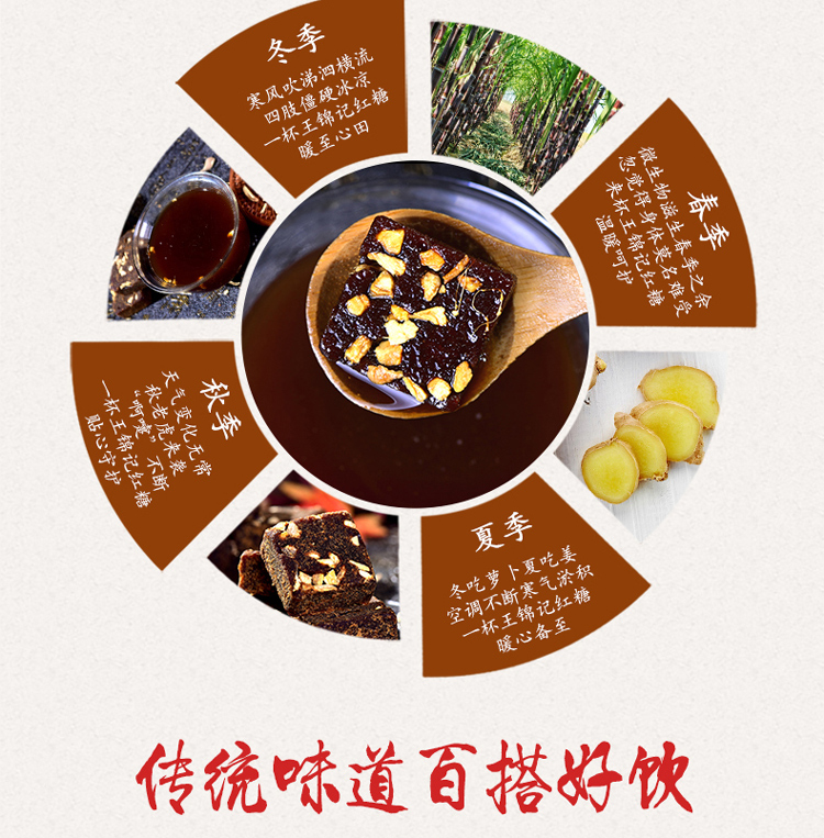 王锦记同仁堂红糖姜茶云南红糖块黑糖姜茶块大姨妈 月子期间产妇适用 生姜味220g/罐-京东