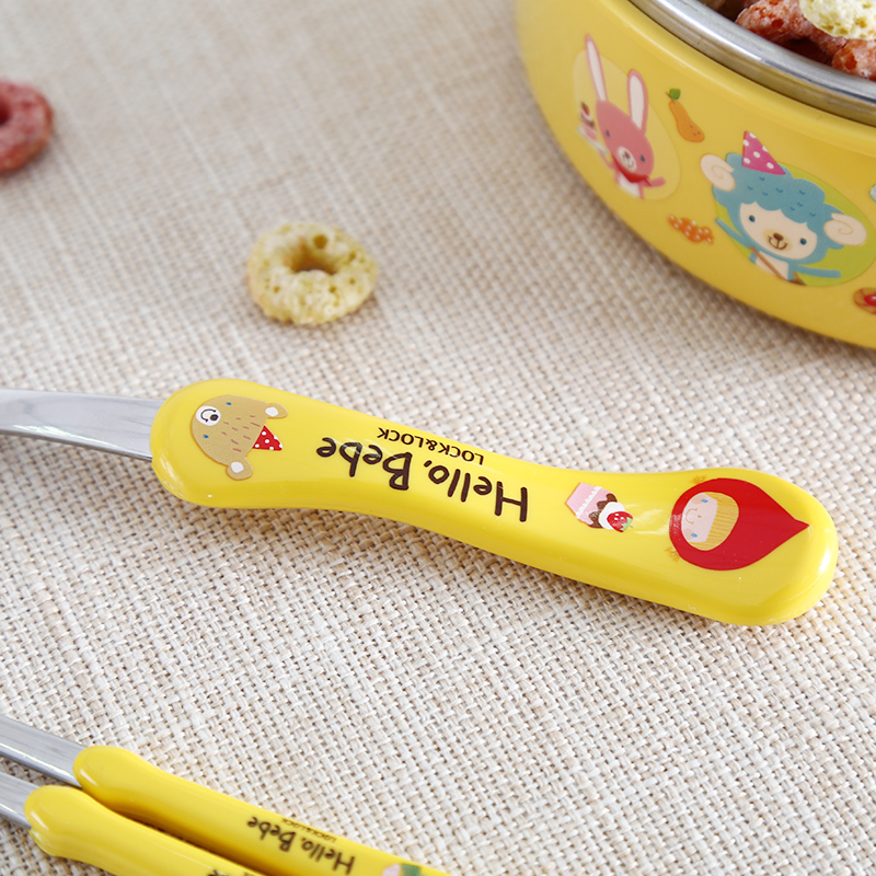 Набор LOCK&LOCK из детской нержавеющей стали, ложка и палочки для еды, импортные столовые приборы для учеников начальной школы, мультяшная суповая ложка и палочки из нержавеющей стали 304, комбинация ложки и палочек