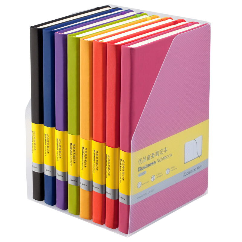 COMIX Notebook, A5 Size with 120 Sheets, Classic Skin-Friendly Leather Cover, Business Meeting Record Book, Stationery Classic Diary, 8-Color Set, C5902