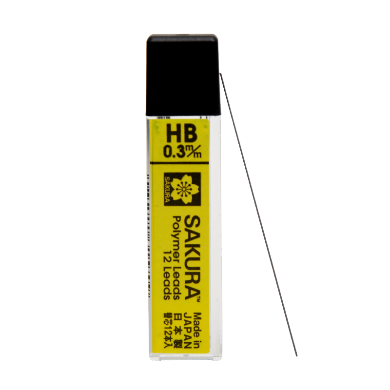 SAKURA Anti-Breaking Mechanical Pencil Lead Refills, 12 Pieces, Replaceable, Not Easily Broken, 0.3mm HB