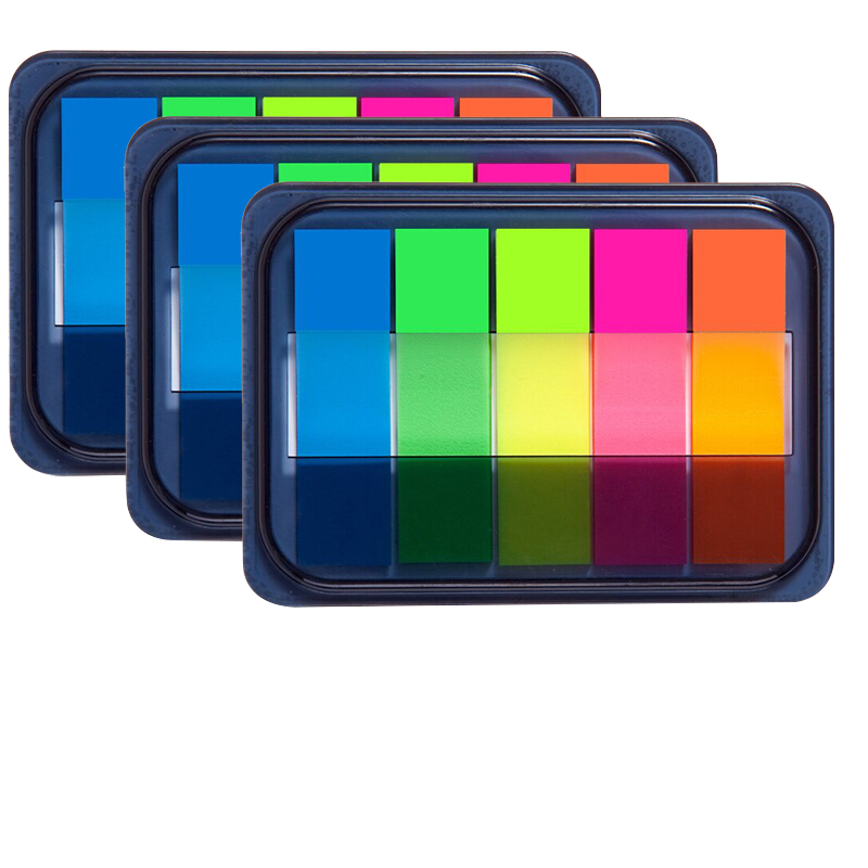 COMIX Fluorescent Film Index Label Stickers, Sticky Notes, Transparent Adhesive Strips, 300 Sheets (44x12mm), 5 Colors, Index Labels And Stickers