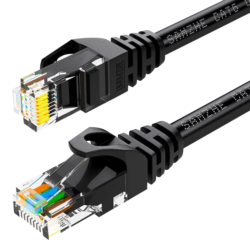 SAMZHE CAT6 Gigabit Ethernet Cable, 8-Core Twisted Pair, for Engineering, Home, Computer, Broadband, Surveillance, Unshielded Network Patch Cord, Pre-Made Network Cable, Black, 1 Meter, CAH-6010