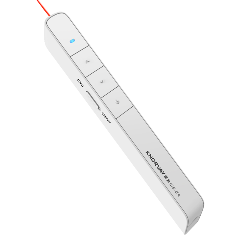 NORWII 100-Meter Remote Control Smart Rechargeable Page-Turning Pen, PPT Multifunctional Laser Pointer, 360° Omnidirectional Projection Pen, Electronic Pointer, Presenter, N75 Red Light, White