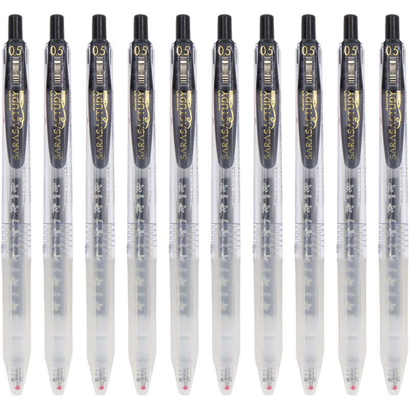 ZEBRA 10th Anniversary Edition Top Student Gel Pen, 0.5mm Flower Scale, Student Exam Practice Gel Pen, JJM88, Black, Pack of 10
