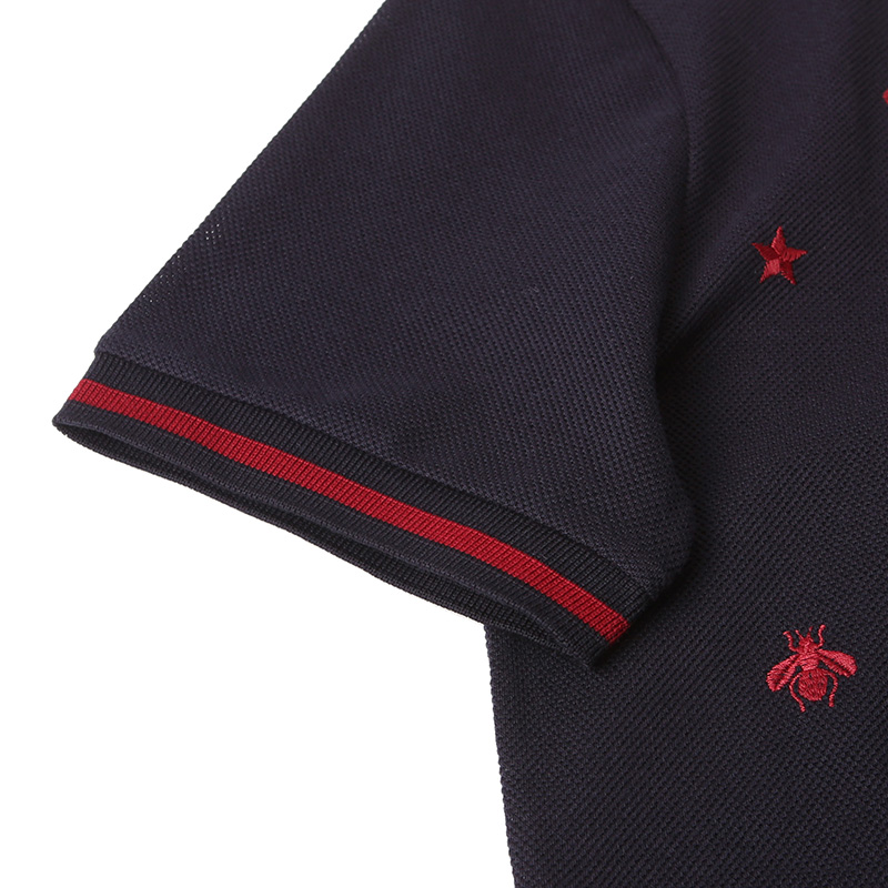 gucci 古驰 男士藏蓝色棉质小蜜蜂刺绣短袖polo衫 431039 x5b55 4542