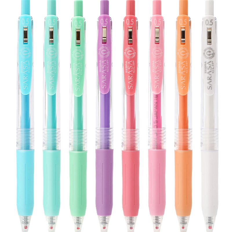 ZEBRA JJ15-MK Milk-Colored Gel Pen, 0.5mm Bullet Tip, Retractable, Marker Pen, Student Planner Pen, Soft Water-Based Ink, 8-Color Set