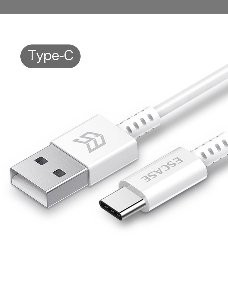 ESCASE Type-C Data Cable Charger Cord Suitable for Honor 300, Huawei Mate 70 Pro, Samsung, Xiaomi 15 Phones, OPPO Android Phones, Tablets, Car Use, 1 Meter C13 White 9