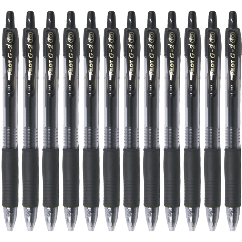 PILOT Retractable G2 Gel Pen with Bullet Tip, Smooth Rollerball Pen for Exams And Office Use, Stationery Set BL-G2 Black 1.0mm 12-Pack