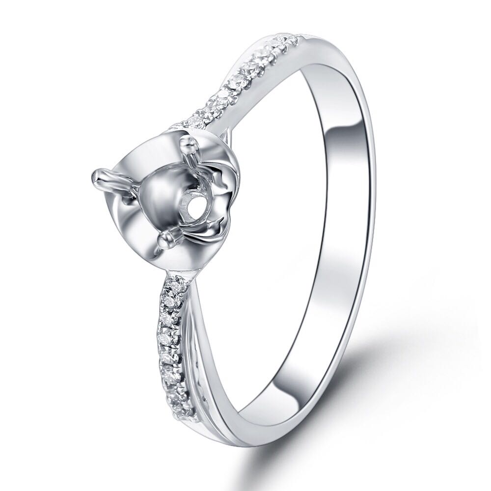 白18k金心形群镶戒托定制定金18k金裸钻戒托定制空托单拍不发货1