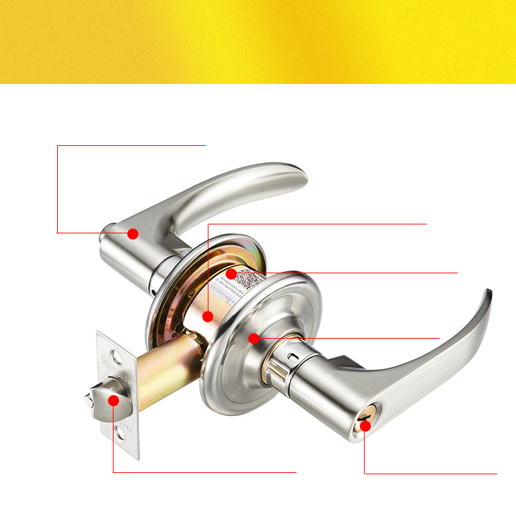 Fly.Globe Spherical Lock, Indoor Bedroom Door Lock, Single Latch Handle Lock, Double Latch Universal Model FQ-202SB 8