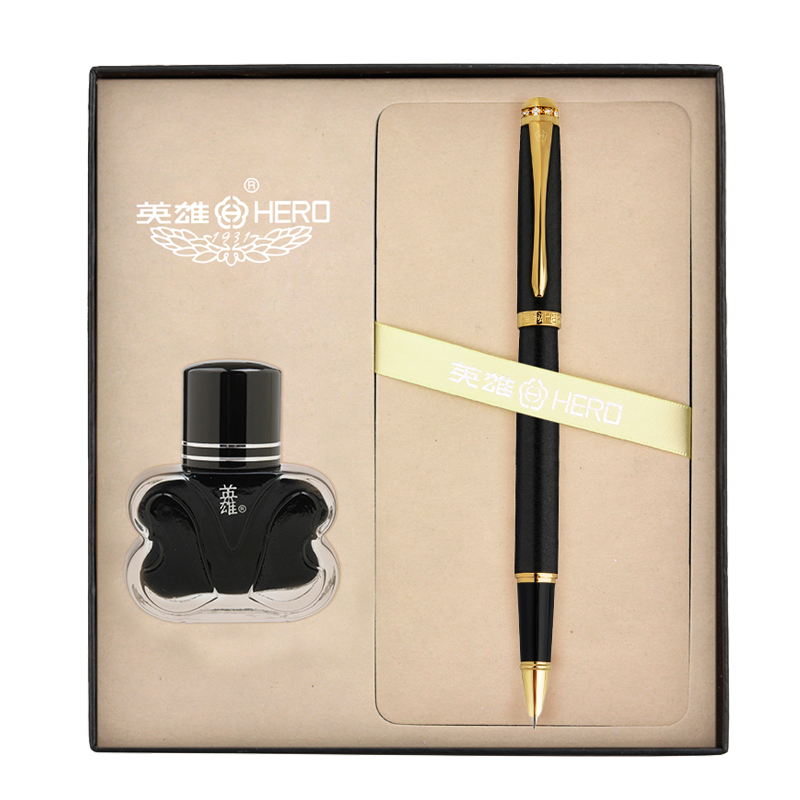 HERO Fountain Pen 1520 Black Velvet Sand Multi-Color Fine Nib Iridium Gold Fountain Pen Signature Pen for Men And Women Office Gift Ink Gift Box Set