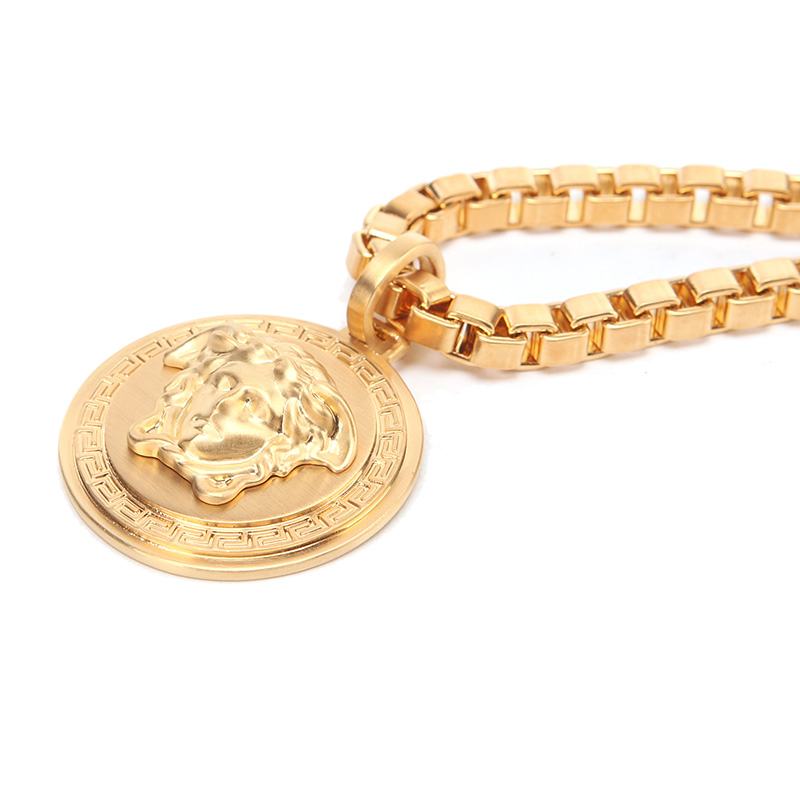 versace 范思哲 18春夏 男士金色黄铜美杜莎头像项链 dg14706 dmt1 d