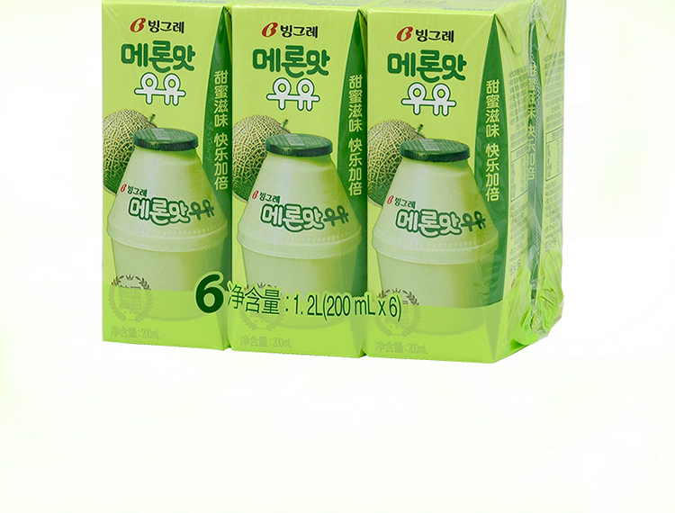 韩国进口 宾格瑞（BINGGRAE）哈密瓜味牛奶饮料200ml*6-京东