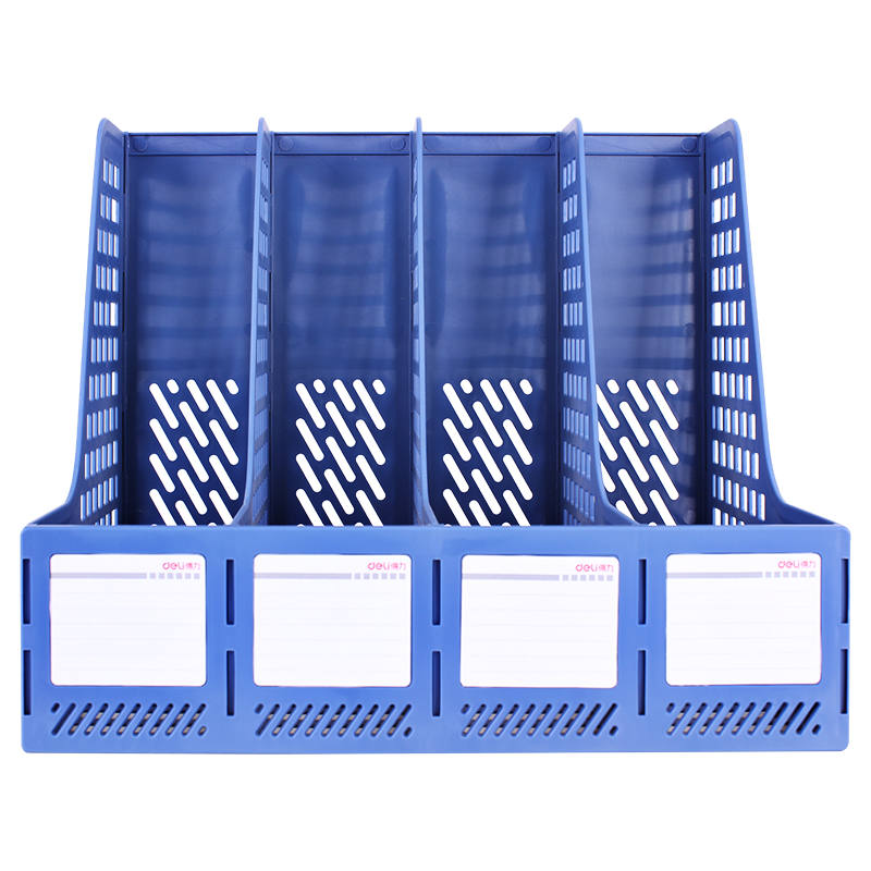 Deli 4-Tier Desktop File Organizer Bookend Shelf Storage Box Office Supplies Document Storage Rack Book Organizer Blue
