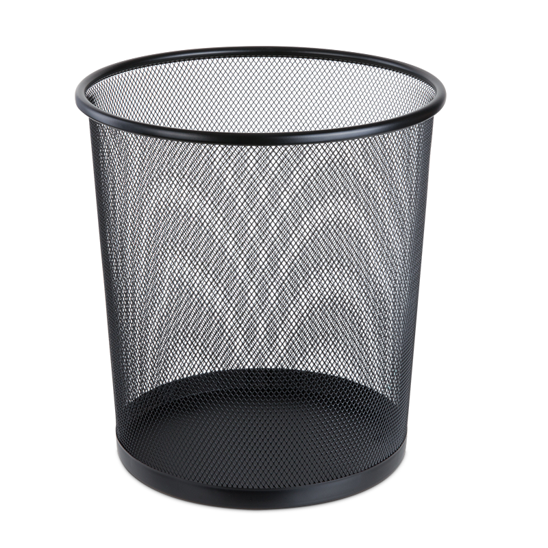 Deli Φ26.6cm Medium Metal Mesh Round Wastebasket, Office And Home Trash Can, Waste Sorting, Office Supplies, Black 9190