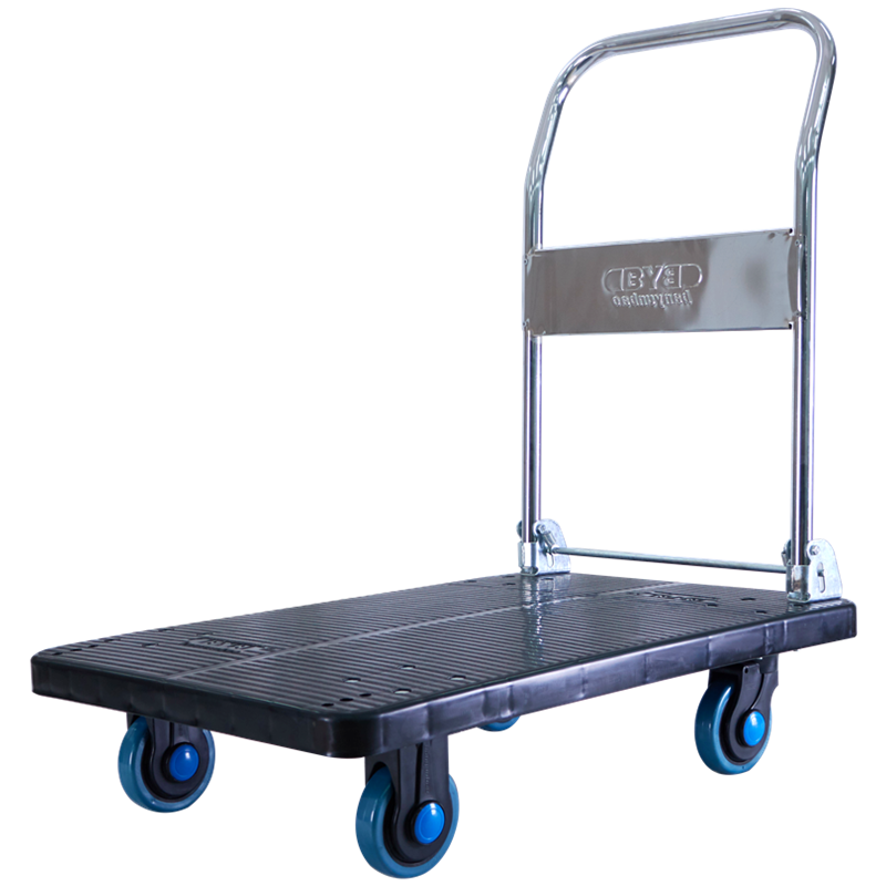 BYB Flatbed Cart, Cargo Trolley, Trailer, Luggage Cart, Hand Truck, Small Pull Cart, 90x60cm, Load Capacity 600 Jin, CQ-DH5