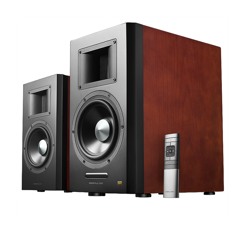 EDIFIER AIRPULSE A300 Bookshelf Stereo Active Speakers 2.0, High-Fidelity Audio System, TV Soundbar, Home Theater, Cherry Red