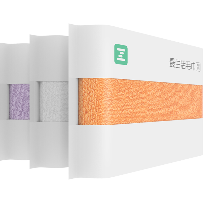 A-Life Sealed Towels, Pure Cotton Thickened, 3-Pack, Xinjiang Long-Staple Cotton Class A Towels, Soft Absorbent Face Towels, White Purple Orange