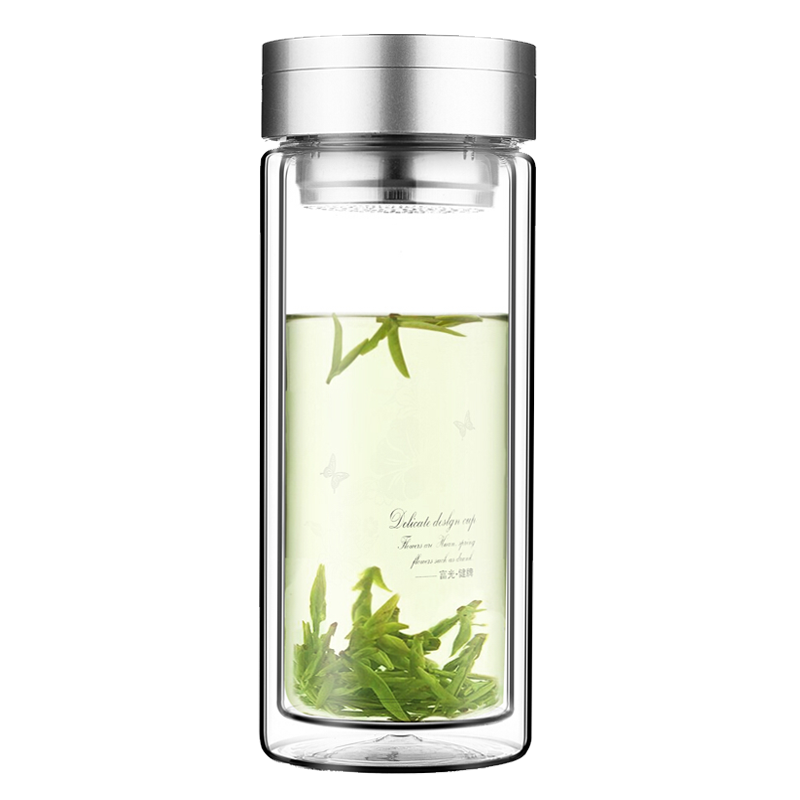 Fuguang Double-Layer Glass Cup, Large Capacity High Borosilicate Glass Tea Infuser Mug with Tea Strainer, Business Office Water Cup for Men And Wome