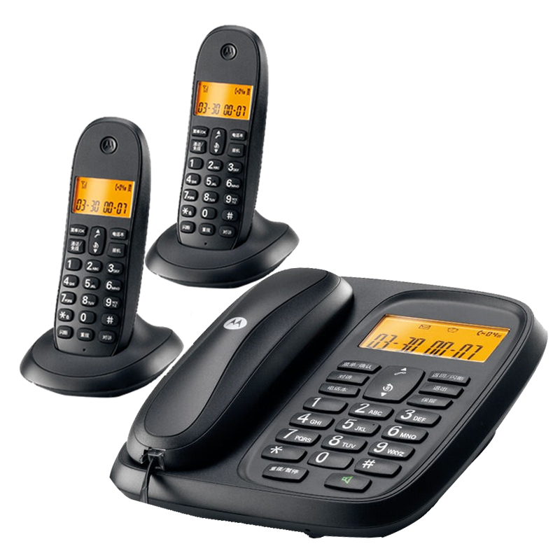 Motorola Digital Cordless Telephone, Wireless Landline Phone, Parent-Child Pairing, for Office And Home Use, Chinese Display, Free Installation Set CL102C (Black)