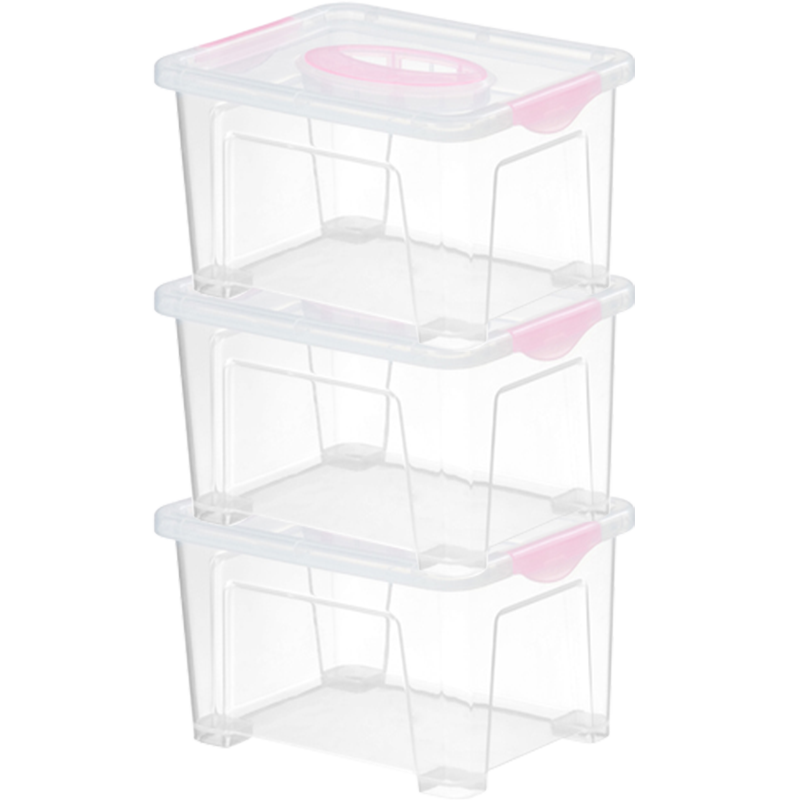 JEKO&JEKO Plastic Storage Box, Toy Organizer, Snack Container, Medicine Box, Storage Bin, Box, 2.5L, Set of 3