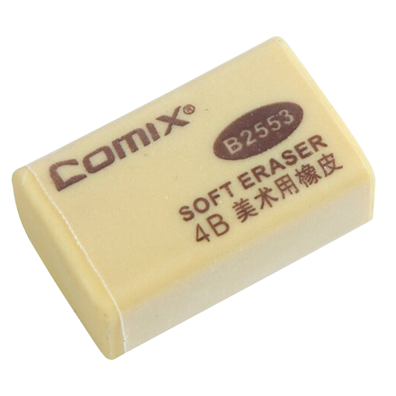COMIX 4B Eraser, Pack of 30, Art Drawing Exam Eraser Stationery, Student Supplies, Yellow Large Size B2553