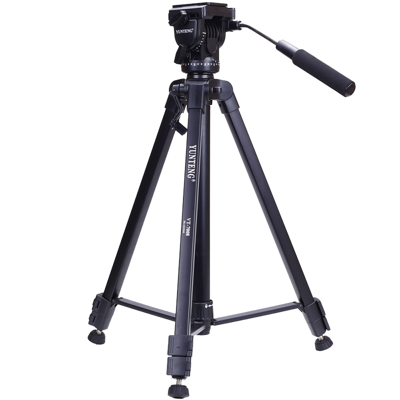 YUNTENG VT-7008 Professional Large Tripod with Ground Screws, Hydraulic Head, for Mirrorless, Digital SLR Cameras, Camcorders, Vlog Video, Smartphone Live Streaming, Aluminum Alloy Tripod