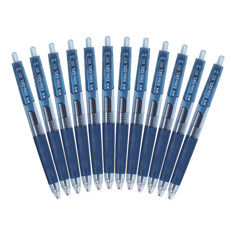 M&G Stationery E01 Retractable Gel Pen for Students 0.5mm Signature Pen Business Bullet Tip Pen Doctor Prescription Pen Office Supplies Navy Blue 12 Pens/Box Back to School