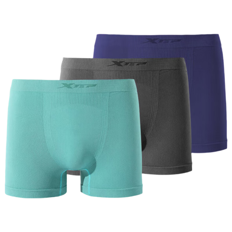 XTEP Men's Sports Underwear Fitness Anti-Chafing Marathon Boxer Briefs Antibacterial Quick-Dry 2-Pack