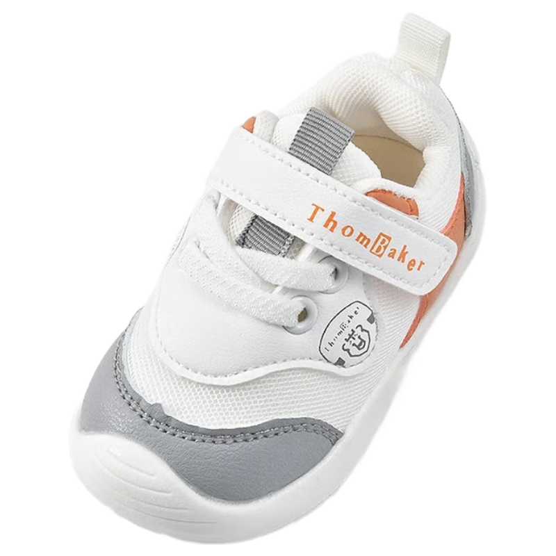 ThomBaker Toddler Shoes Spring And Autumn Style, Baby Walking Shoes for Boys And Girls, Functional Shoes, Breathable And Non-Slip, White And Red, Size 15