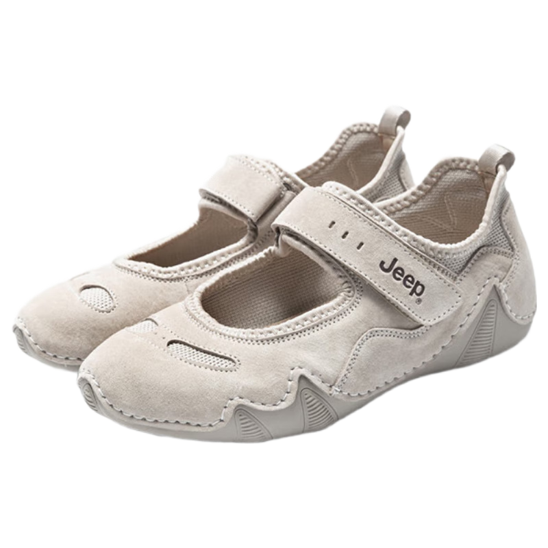 Jeep Women's Sport Mary Jane Soft Sole Casual Sandals Summer New Retro Versatile Flat Shoes Gray Size 39