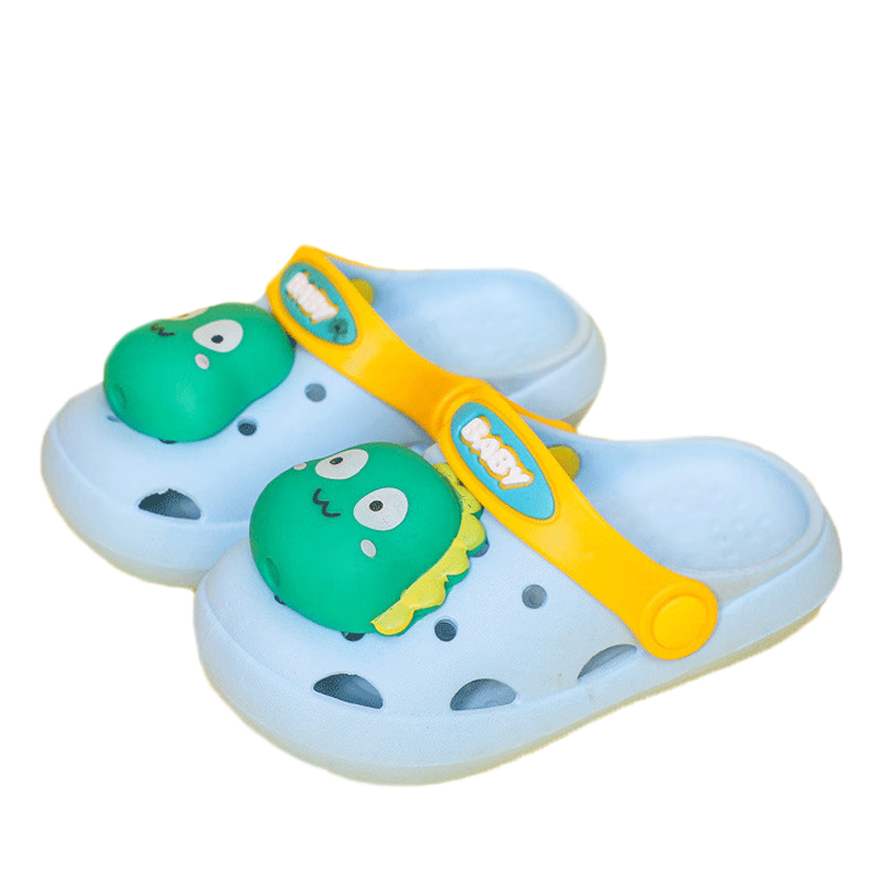 9i9 Kids Summer Soft Sole Non-Slip Cartoon Dinosaur Clogs Boys Girls Dual-Wear Beach Sandals B58 Blue Size 32-33
