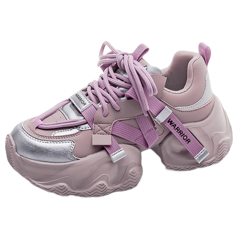Huili Official Women's Shoes, Summer Dad Shoes for Women, 2026 New Style Sneakers, Versatile Footwear for Women, Purple And Silver, Size 38