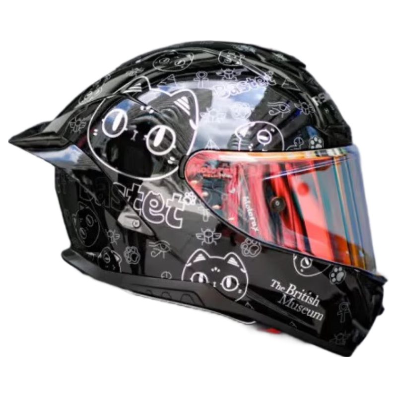 MOTORAX R50S Motorcycle Helmet Unisex All-Season 3C Certified Large Rear Wing Full Face Helmet Anderson Cat MC5 Silver L