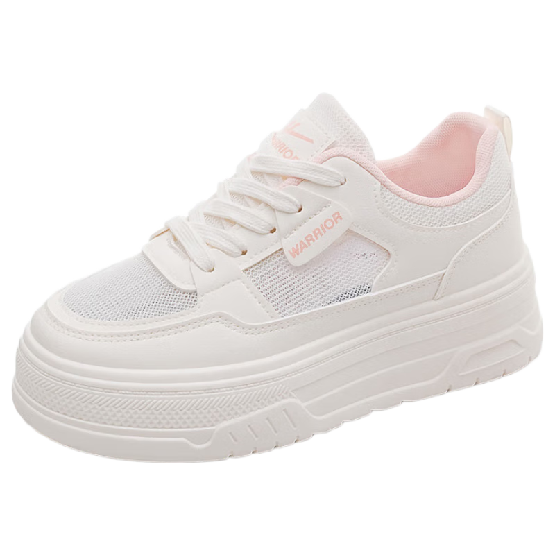 Warrior Official Women's Sneakers 2026 Summer Thick Sole Height Increasing Breathable Mesh Shoes Pink 36